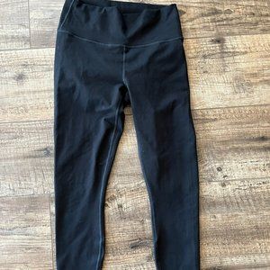 Fabletics High-Waisted Printed PowerHold 7/8 Leggings Black Size SMALL